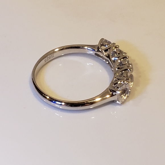HP, 4-9 18K White Gold on 925 Silver, 1/2 Eternity Ring, Swarovski Crystals. - Picture 8 of 12